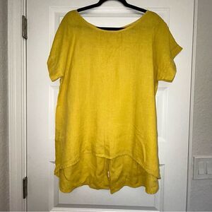 Terzo Millennio Linen Short Sleeve Lagenlook Top